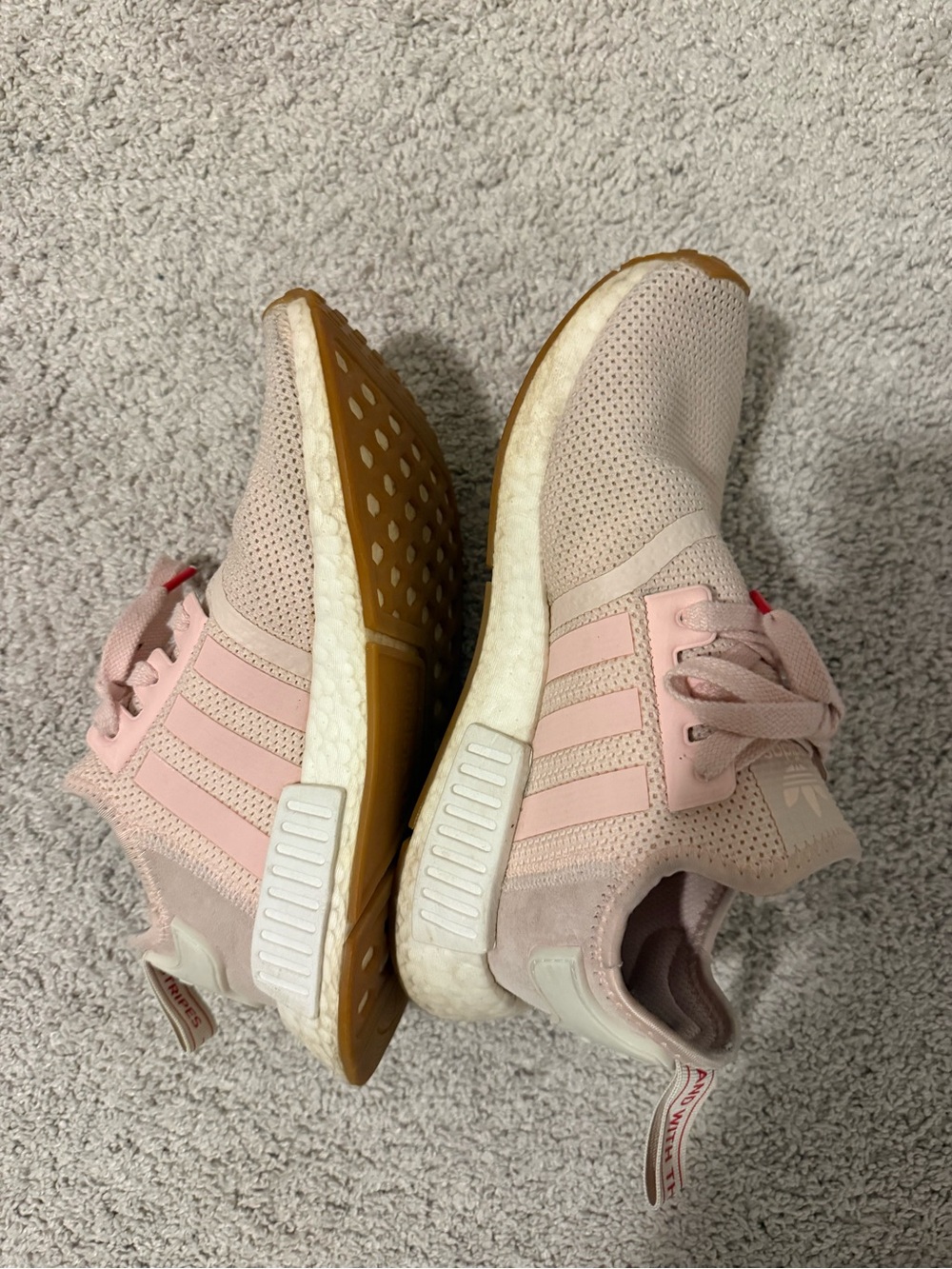 adidas Pink Knit Boost Running Shoes with - Picture 3 of 4